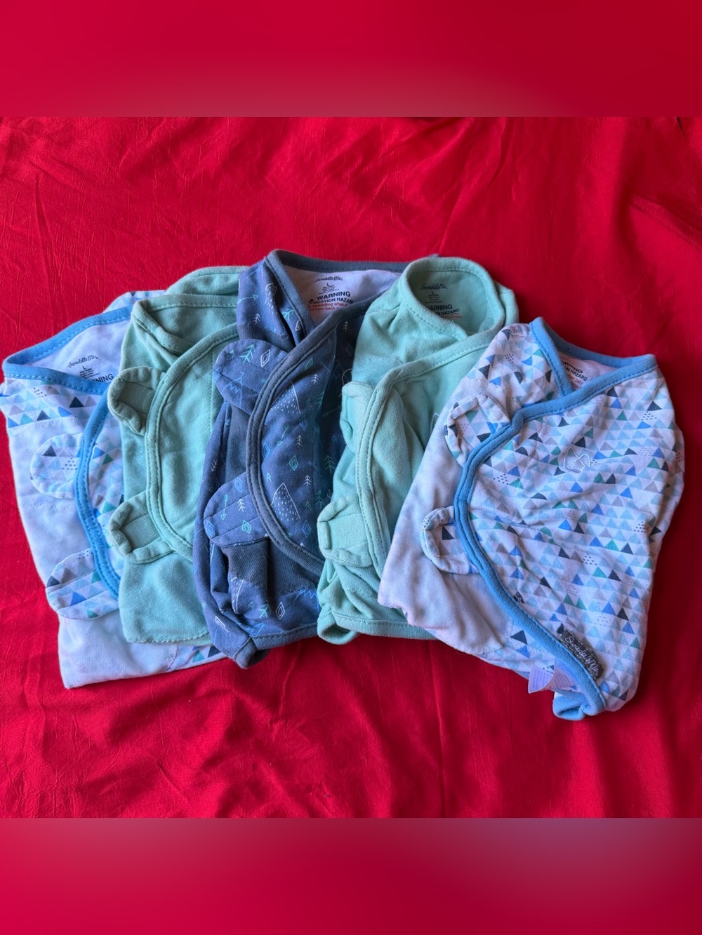 SwaddleMe Infant Wraps in Blue, Mint & Navy Patterned Set